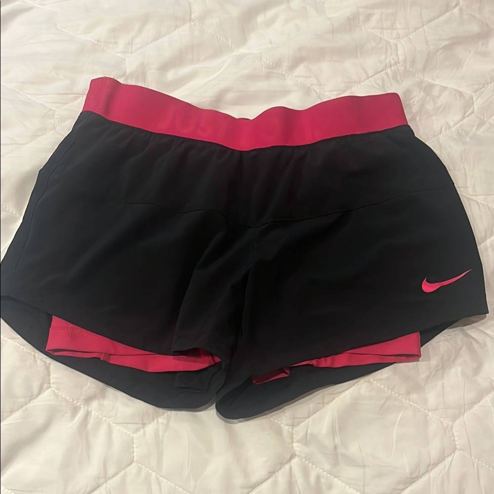 Nike Women's Black and Pink Running Shorts
